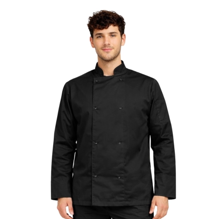 Bluza kucharska czarna długi rękaw napy roz.M – bluza kucharska – odzież gastronomiczna